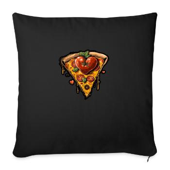 My heart is pizza - Sofa pillowcase 17,3'' x 17,3'' (45 x 45 cm) - black - Front