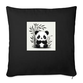 Panda mignon - Housse de coussin décorative 45 x 45 cm - noir - Devant