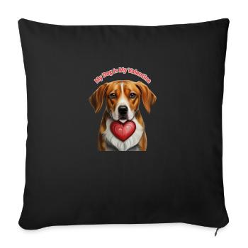 Mon chien, c’est ma Saint-Valentin - Housse de coussin décorative 45 x 45 cm - noir - Devant