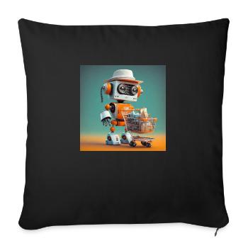 cute little orange futuristic vintage robot - Sofa pillowcase 17,3'' x 17,3'' (45 x 45 cm) - black - Front