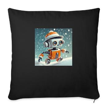 mignon petit robot vintage futuriste orange - Housse de coussin décorative 45 x 45 cm - noir - Devant