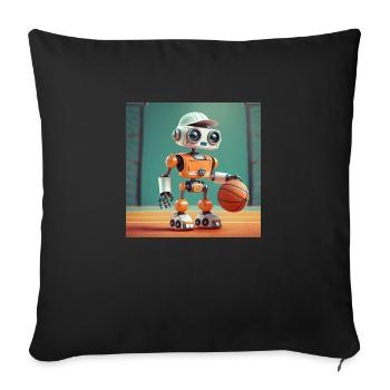 Niedlicher kleiner orangefarbener futuristischer Vintage-Roboter – Spielen - Sofakissenbezug 45 x 45 cm - Schwarz - Vorne
