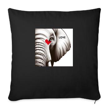 Elephant Love - Sofa pillowcase 17,3'' x 17,3'' (45 x 45 cm) - black - Front