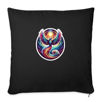 Conception psychédélique de t-shirt Phoenix arc-en-ciel - Housse de coussin décorative 45 x 45 cm - noir - Devant