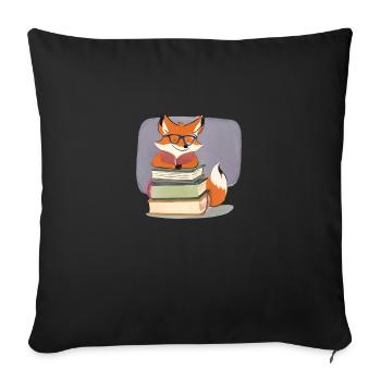 Schlauer Fuchs: Wissbegierig mit Büchern - Sofakissenbezug 45 x 45 cm - Schwarz - Vorne