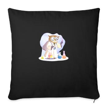 Clever Owl Scientist: Experiments in Weish - Sofa pillowcase 17,3'' x 17,3'' (45 x 45 cm) - black - Front
