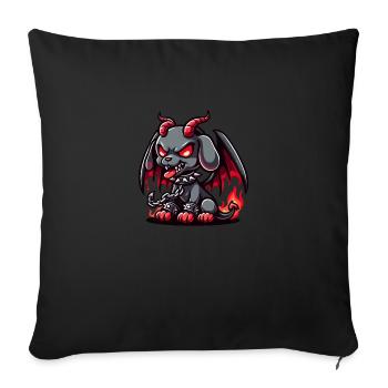 Demon Dog - Fiery Hellhound chibi cartoon - Sofa pillowcase 17,3'' x 17,3'' (45 x 45 cm) - black - Front