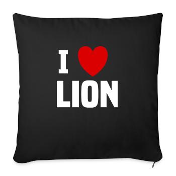 I love Lion - Sofa pillowcase 17,3'' x 17,3'' (45 x 45 cm) - black - Front