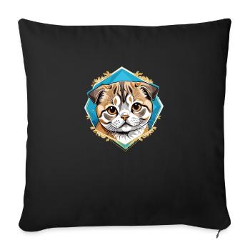 Chat Scottish Fold - Housse de coussin décorative 45 x 45 cm - noir - Devant