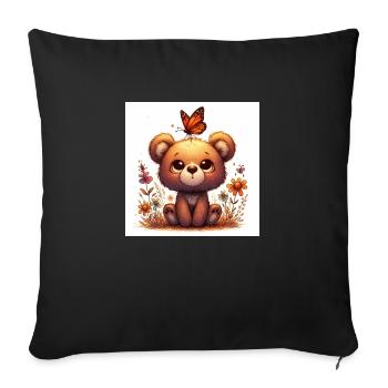 Ours avec papillon - Housse de coussin décorative 45 x 45 cm - noir - Devant