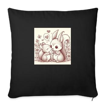 Amour d’écureuil - Housse de coussin décorative 45 x 45 cm - noir - Devant