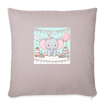 Elephant Birthday Party - Sofa pillowcase 17,3'' x 17,3'' (45 x 45 cm) - light taupe - Front