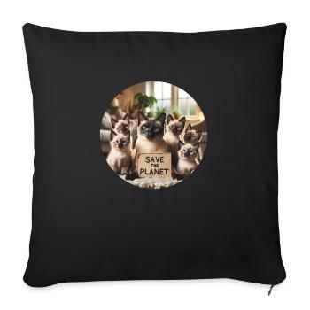 Cat Family - Sofa pillowcase 17,3'' x 17,3'' (45 x 45 cm) - black - Front