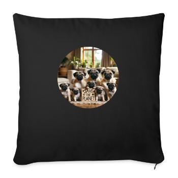 Famille de chiens - Housse de coussin décorative 45 x 45 cm - noir - Devant