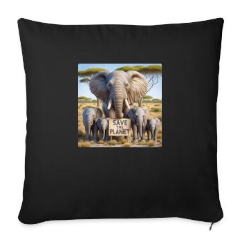 Elephant Family - Sofa pillowcase 17,3'' x 17,3'' (45 x 45 cm) - black - Front