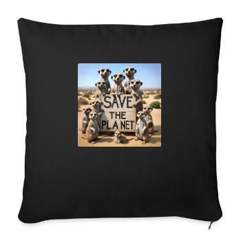 Famille Suricate - Housse de coussin décorative 45 x 45 cm - noir - Devant