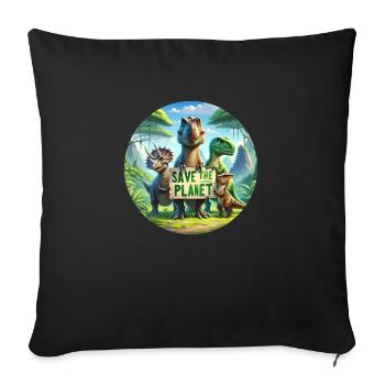 Famille des dinosaures - Housse de coussin décorative 45 x 45 cm - noir - Devant
