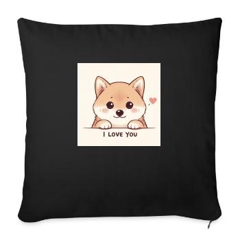 Shiba Inu Love À emporter - Housse de coussin décorative 45 x 45 cm - noir - Devant