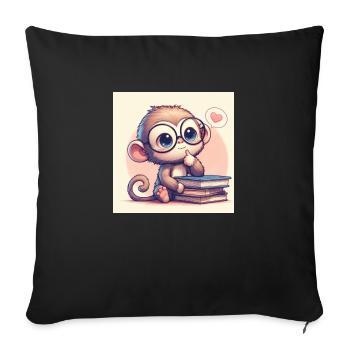 Singe pensif - Housse de coussin décorative 45 x 45 cm - noir - Devant