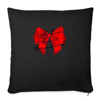 Schleife Geschenkschwarze Schrift - Sofakissenbezug 45 x 45 cm - Schwarz - Vorne