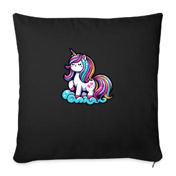 Cute Unicorn on a Cloud - Sofa pillowcase 17,3'' x 17,3'' (45 x 45 cm) - black - Front