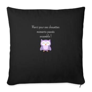 merci Pour ces chouettes moments maîtresse - Housse de coussin décorative 45 x 45 cm - noir - Devant