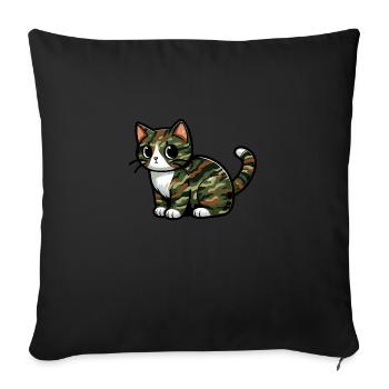 Camouflaged Cat - Sofa pillowcase 17,3'' x 17,3'' (45 x 45 cm) - black - Front
