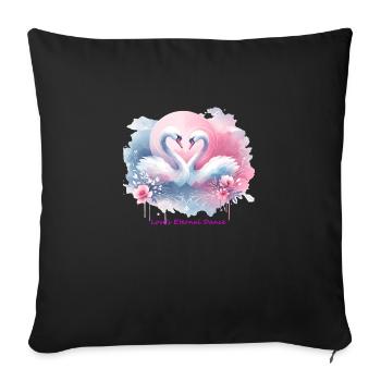 Swans of Serenade : Love s Eternal Dance - Sofa pillowcase 17,3'' x 17,3'' (45 x 45 cm) - black - Front