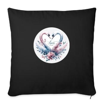 Cygne : L'amour tendre - Housse de coussin décorative 45 x 45 cm - noir - Devant