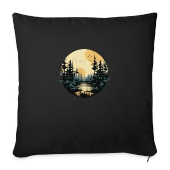Vollmond-Wälder - Sofakissenbezug 45 x 45 cm - Schwarz - Vorne