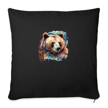 bear, power animal, life force, courage, instinct - Sofa pillowcase 17,3'' x 17,3'' (45 x 45 cm) - black - Front