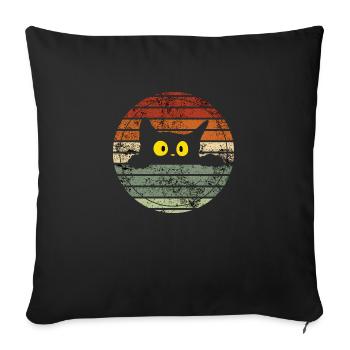Retro Cat - Vintage Geschenkidee - Sofakissenbezug 45 x 45 cm - Schwarz - Vorne