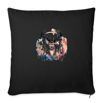 Cerf, Animal De Pouvoir, Respect De Soi, Indépendance - Housse de coussin décorative 45 x 45 cm - noir - Devant