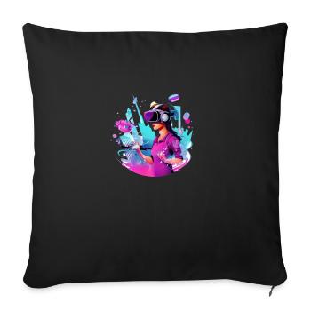 Expérience VR : monde de jeu interactif - Housse de coussin décorative 45 x 45 cm - noir - Devant