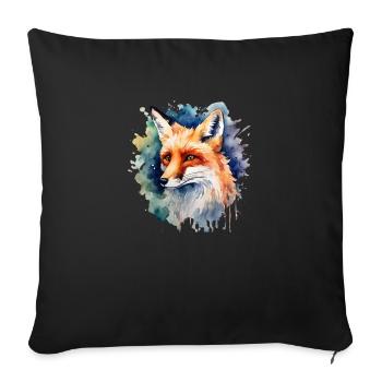 Power Animal Fox, Clever, Animal, Fox, - Sofa pillowcase 17,3'' x 17,3'' (45 x 45 cm) - black - Front
