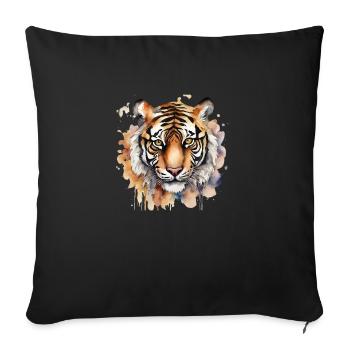 Power Animal, Tiger, Strength, Courage, Power, Bravery - Sofa pillowcase 17,3'' x 17,3'' (45 x 45 cm) - black - Front