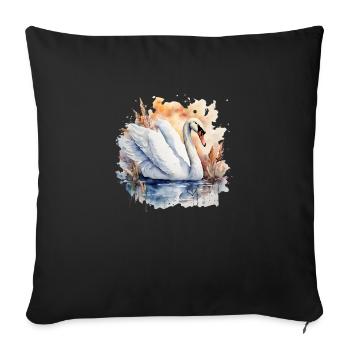 Power Animal Swan - Sofa pillowcase 17,3'' x 17,3'' (45 x 45 cm) - black - Front