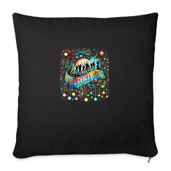 Musical Celebration: Vibrant Party Illustration - Sofa pillowcase 17,3'' x 17,3'' (45 x 45 cm) - black - Front