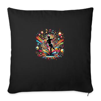 Dancing Melody – Colorful Music World - Sofa pillowcase 17,3'' x 17,3'' (45 x 45 cm) - black - Front