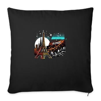 Eiffel Tower Hollywood Magic – City Magic at Nach - Sofa pillowcase 17,3'' x 17,3'' (45 x 45 cm) - black - Front