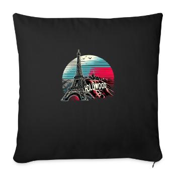 Paris Hollywood Dream Setting – Artistic City - Sofa pillowcase 17,3'' x 17,3'' (45 x 45 cm) - black - Front