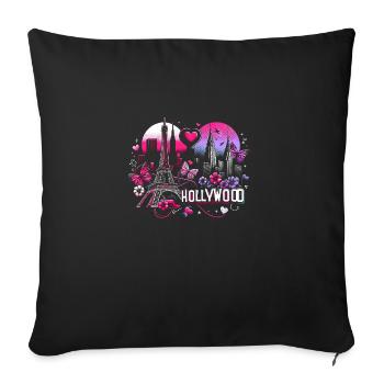Romantic Paris Hollywood – City Magic Art - Sofa pillowcase 17,3'' x 17,3'' (45 x 45 cm) - black - Front