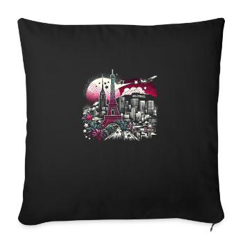 Romantic Paris Hollywood – City Magic Art - Sofa pillowcase 17,3'' x 17,3'' (45 x 45 cm) - black - Front