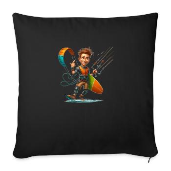 Kitesurfer 102a - Sofakissenbezug 45 x 45 cm - Schwarz - Vorne