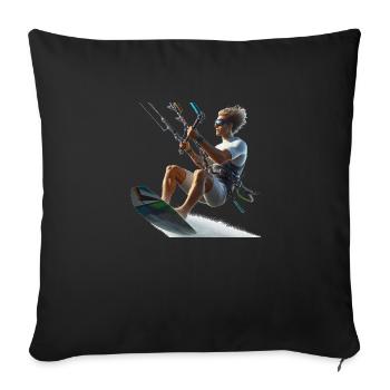Kitsurfer 104 - Sofakissenbezug 45 x 45 cm - Schwarz - Vorne