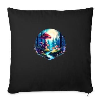 Enchanted Forest Landscape - Sofa pillowcase 17,3'' x 17,3'' (45 x 45 cm) - black - Front