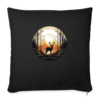 Deer in the forest - Sofa pillowcase 17,3'' x 17,3'' (45 x 45 cm) - black - Front