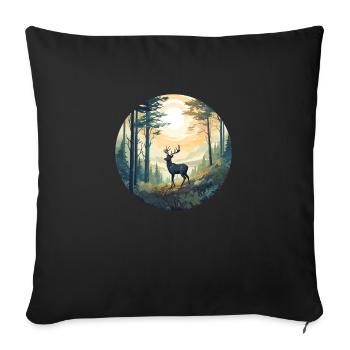 Lonely deer - Sofa pillowcase 17,3'' x 17,3'' (45 x 45 cm) - black - Front