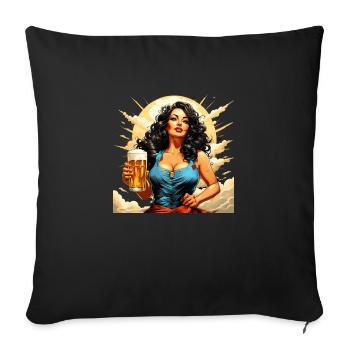 Bière Femme Drôle - Housse de coussin décorative 45 x 45 cm - noir - Devant