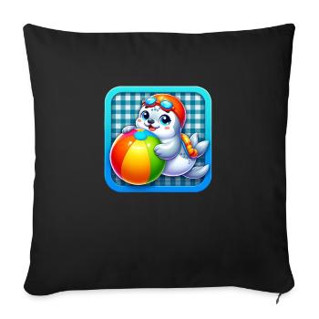 Joyeux plaisir du ballon de plage de phoque ! - Housse de coussin décorative 45 x 45 cm - noir - Devant